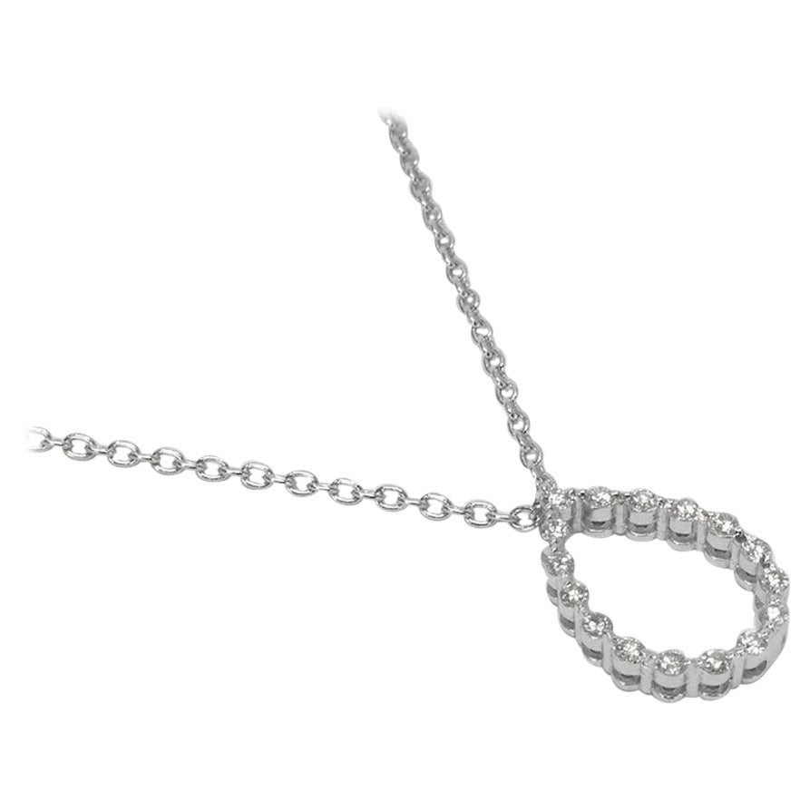 18k Gold Pear Shape Diamond Necklace Teardrop Pendant Necklace For Sale