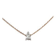 18k Gold Pear Shaped Diamond Necklace Diamond Solitaire Layering Necklace