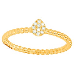 Bague de mariage en or 18 carats avec diamant en forme de poire et grappe de diamants pavés