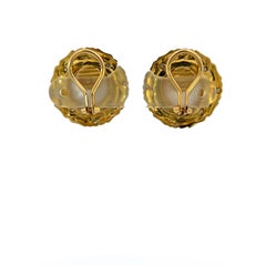 18K Gold Pearl Clip-on Earrings - Estate Jewelry