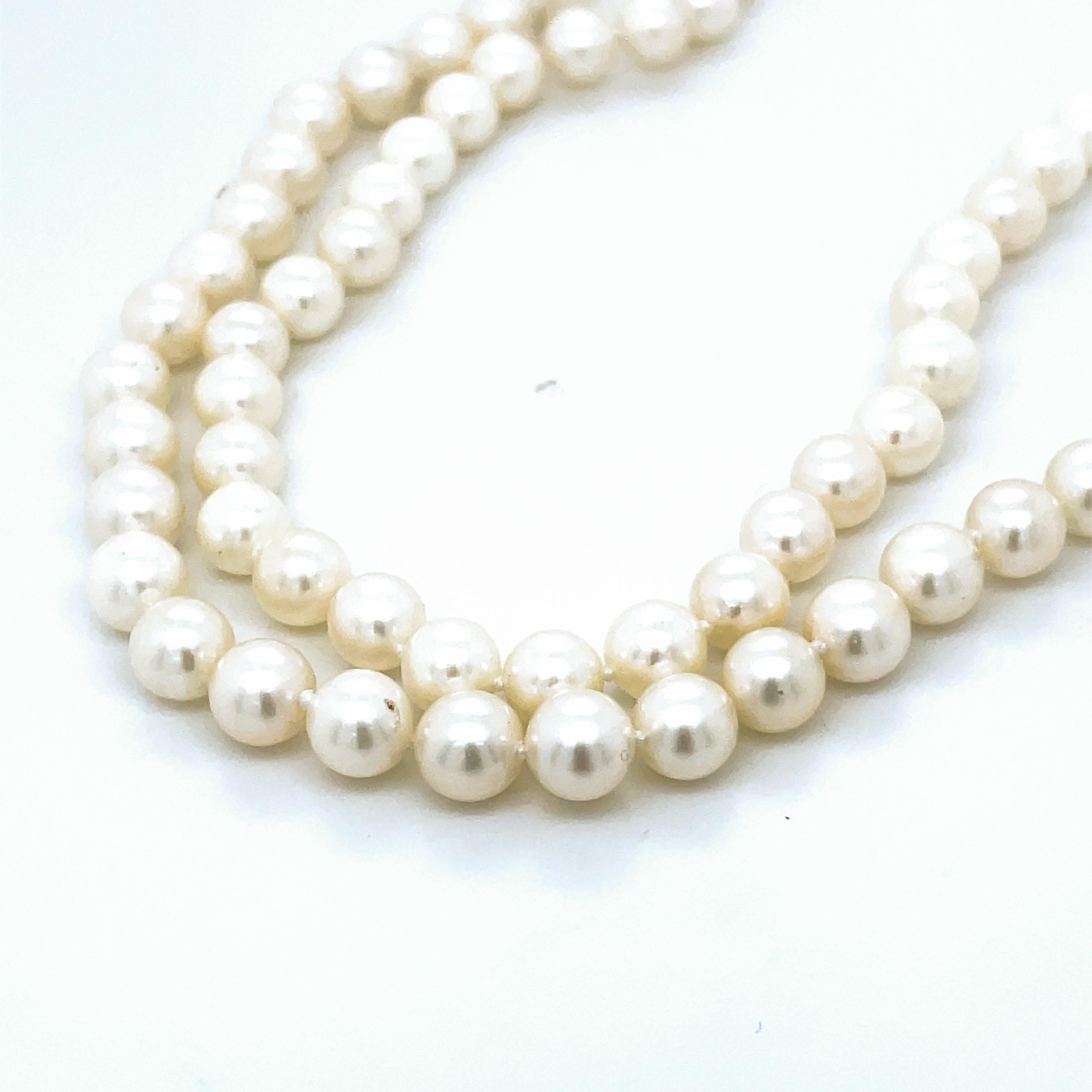 18 Karat Gold Perlen-Diamant-Blumen-Halskette Damen im Angebot