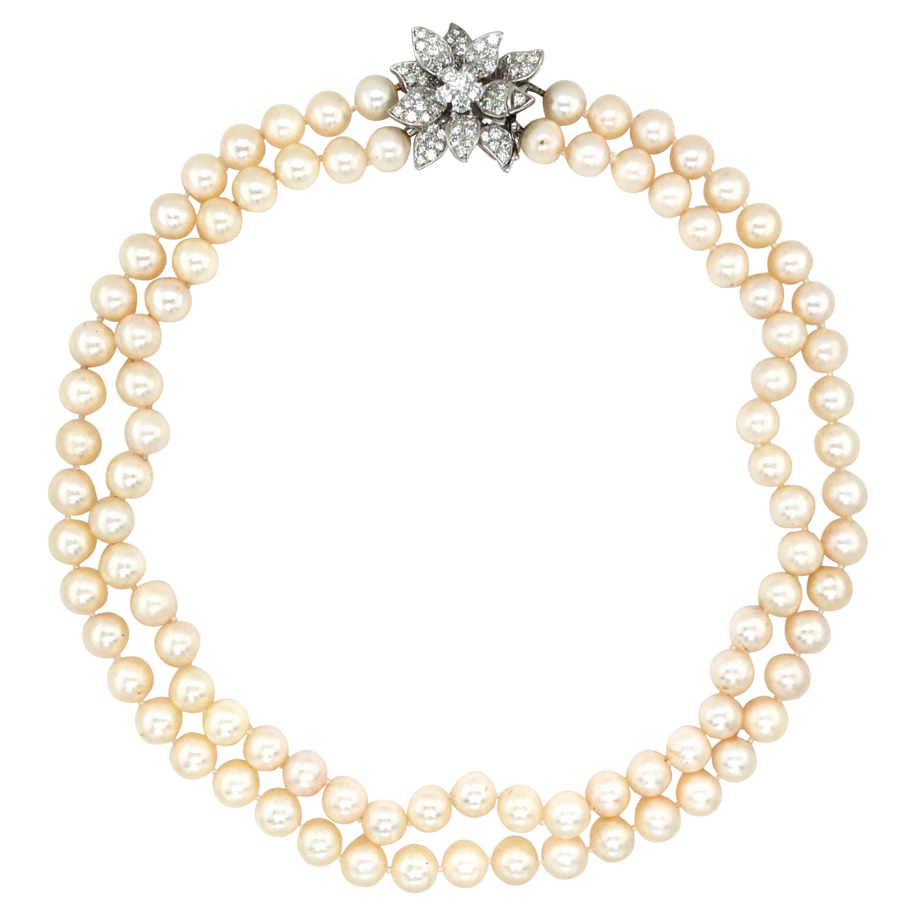 18K Gold Pearl Diamond Necklace