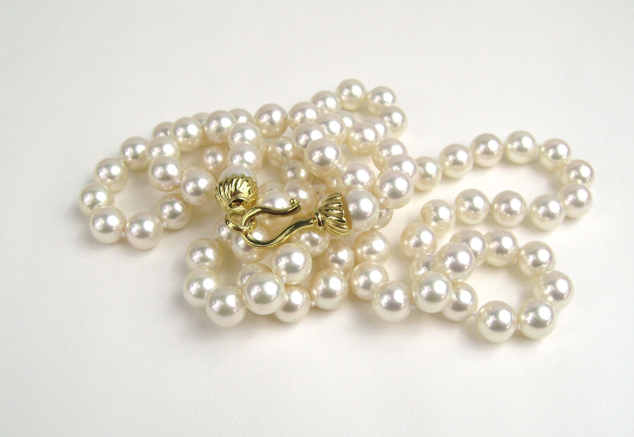 Collana di perle in oro 18K da 9,5 mm in vendita 4