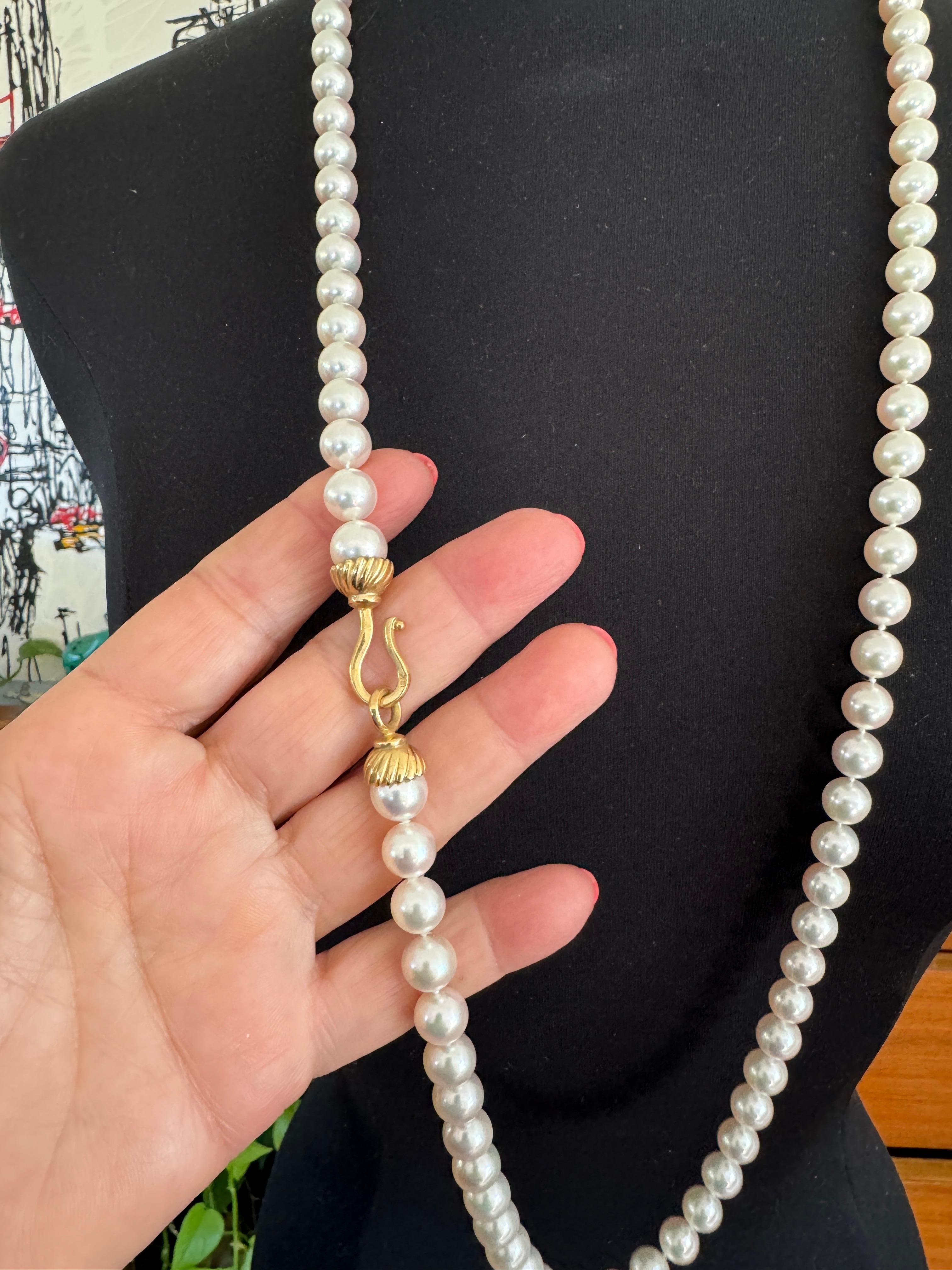 Collana di perle in oro 18K da 9,5 mm in vendita 9