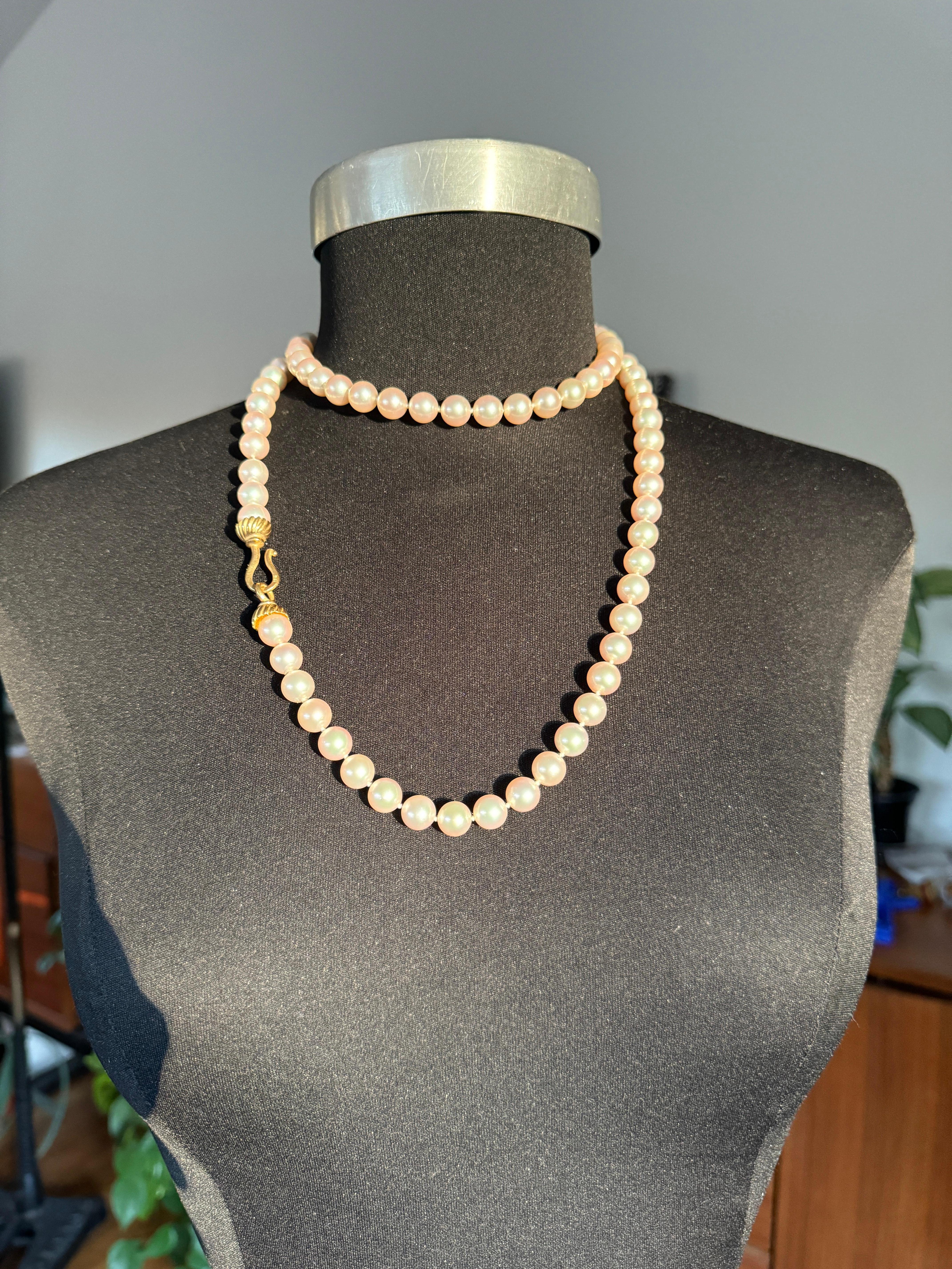 Collana di perle in oro 18K da 9,5 mm in vendita 12