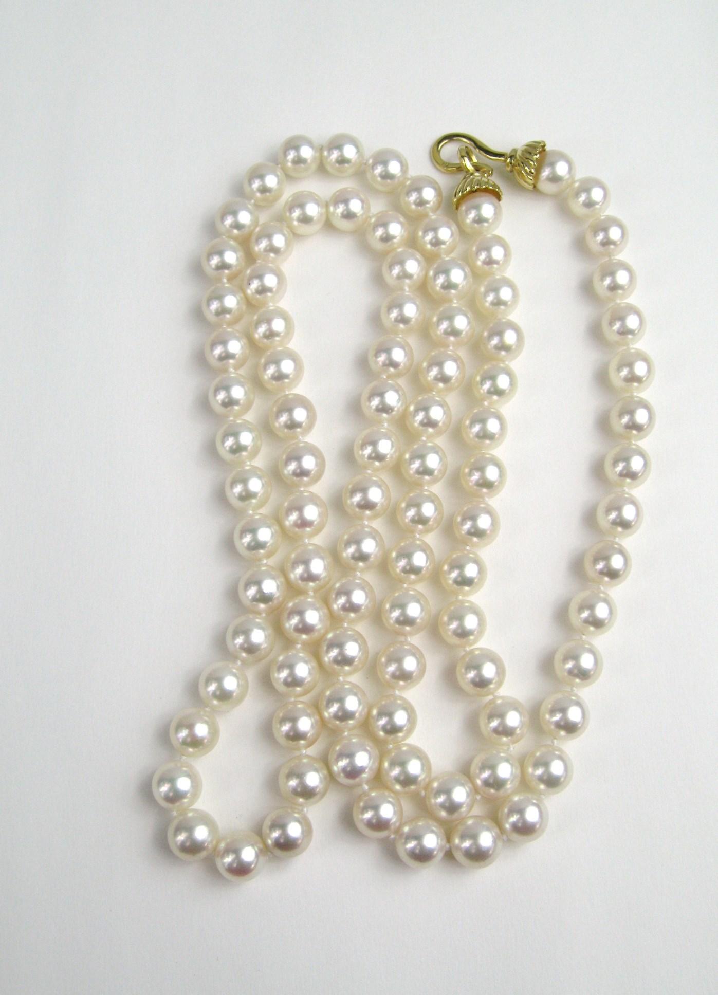 da uomo o donna Collana di perle in oro 18K da 9,5 mm in vendita