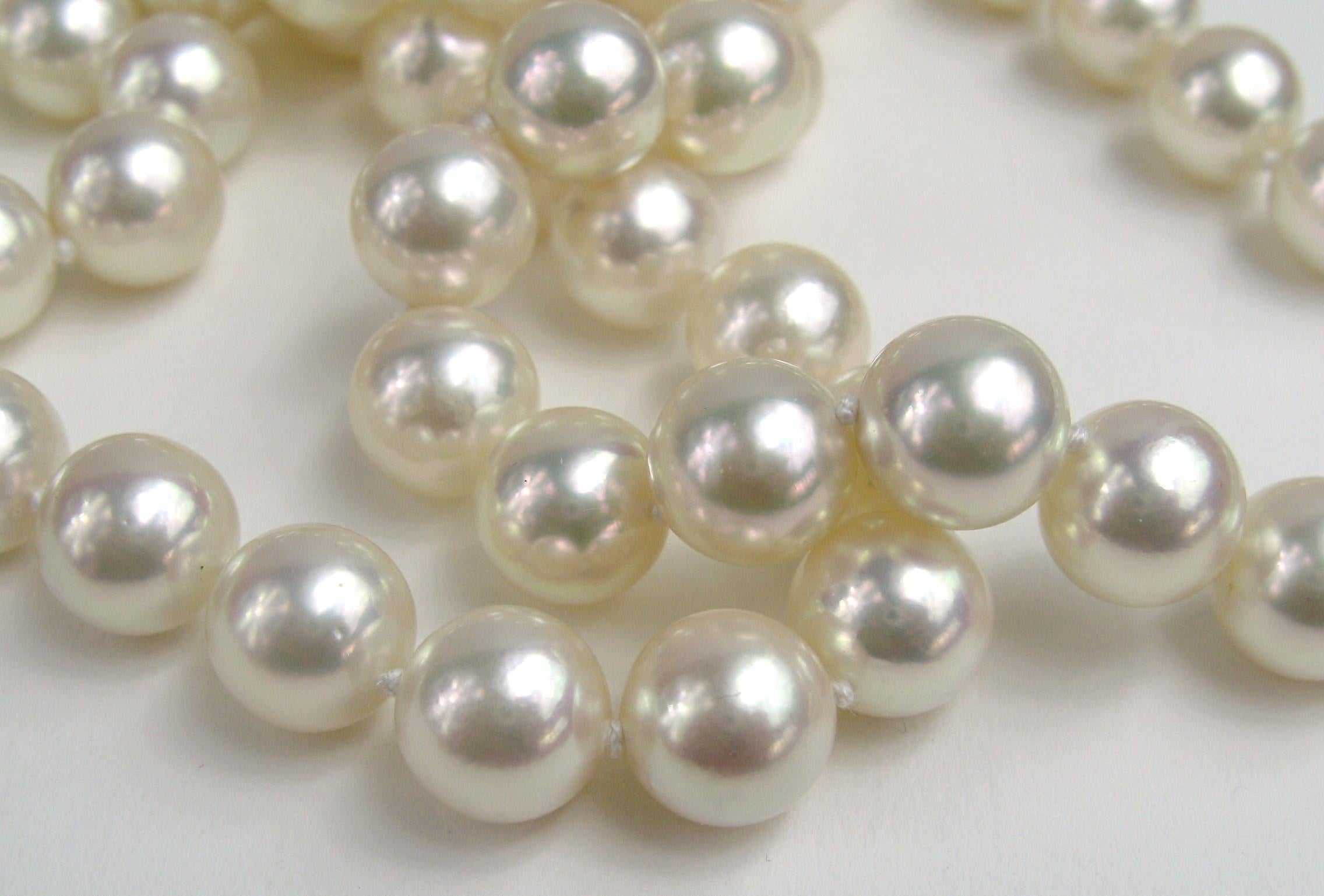 Collana di perle in oro 18K da 9,5 mm in vendita 3