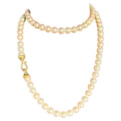 18K Gold Pearl Necklace 9.5 mm