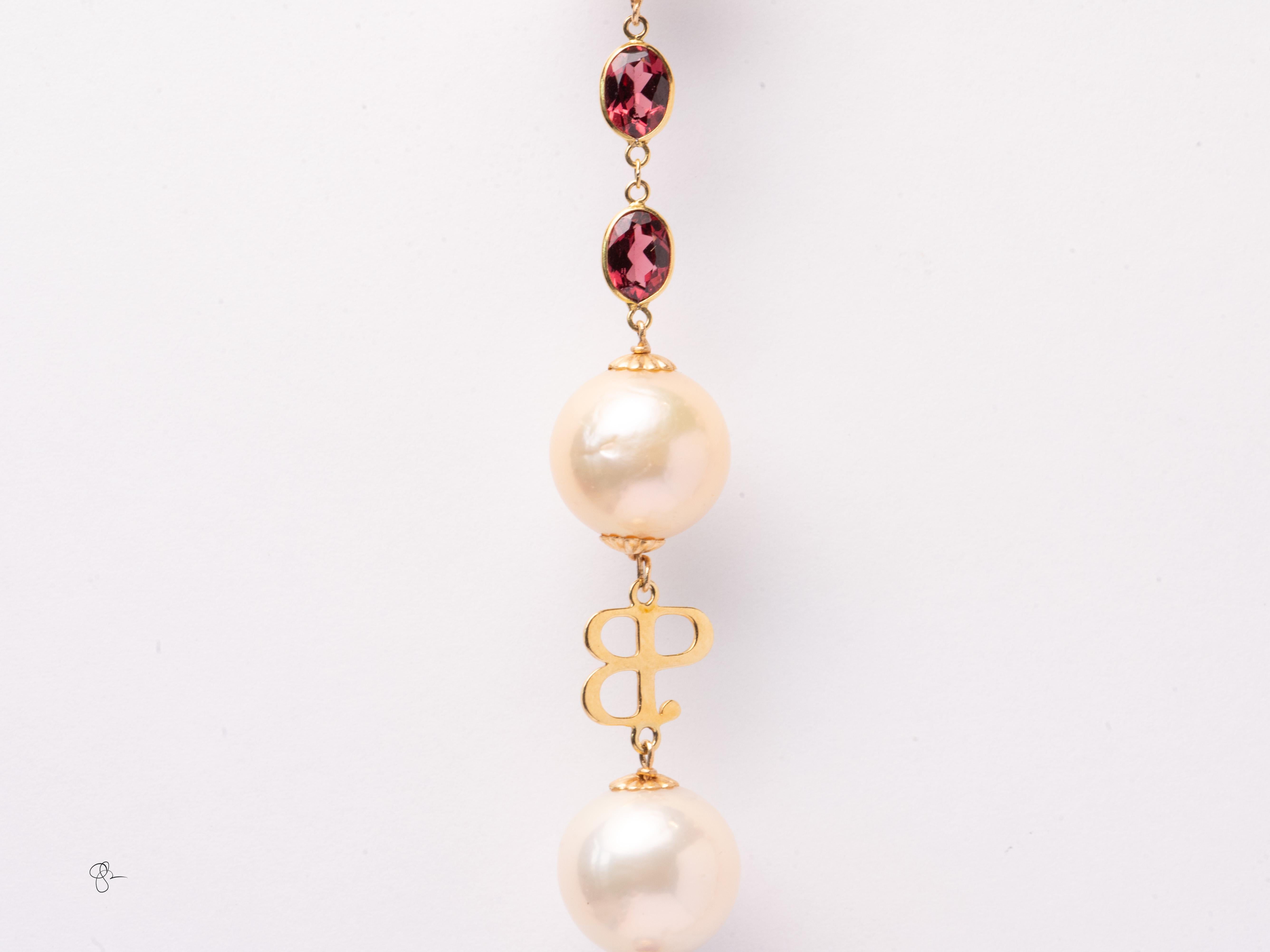 Collana di fili di perle in oro 18k da 42