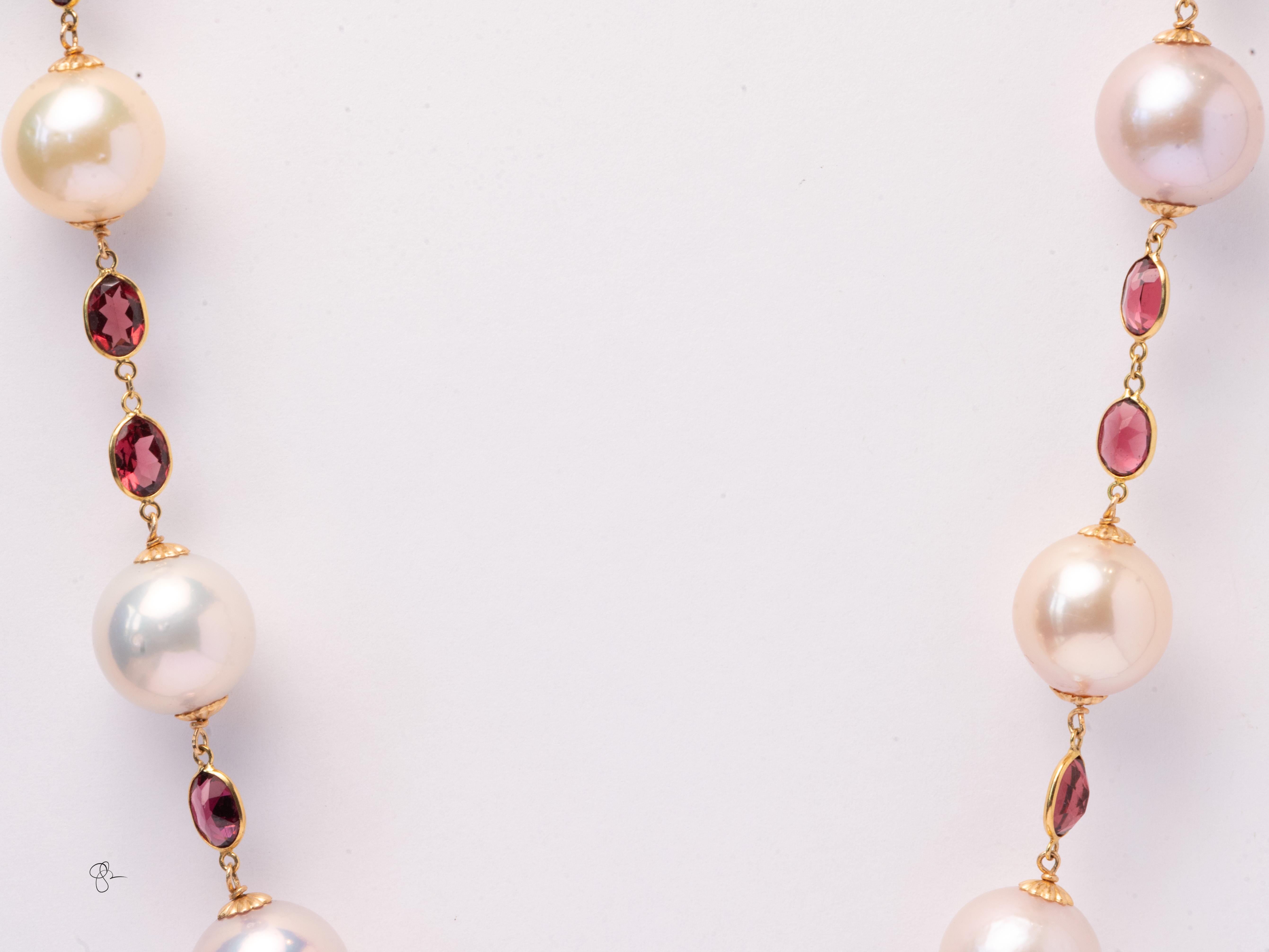 Collana di fili di perle in oro 18k da 42