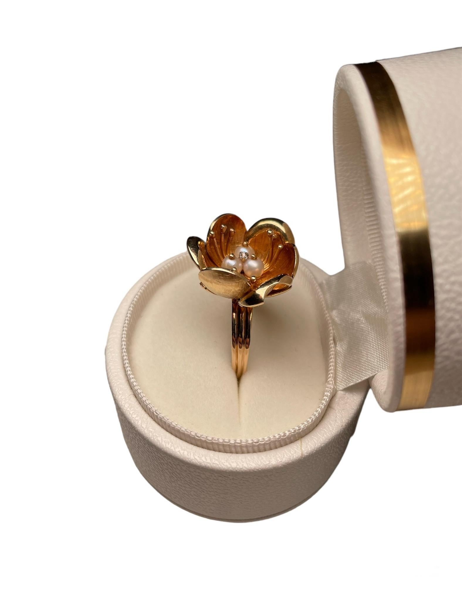 Women's 18K Gold Pearls Cocktail Ring  For Sale