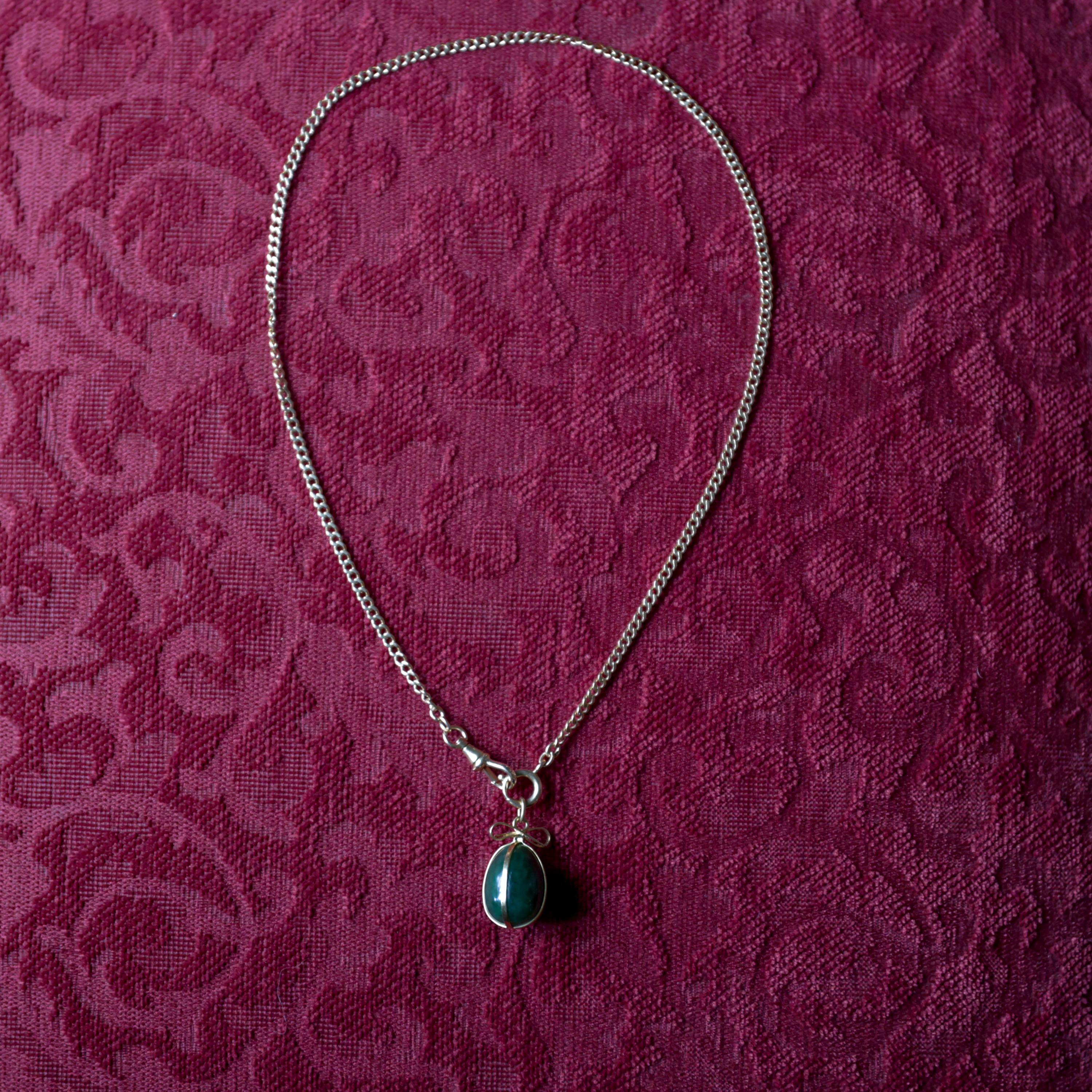 Artisan 18K Gold Pendant Jade Egg, Circa 1970s, Gump's San Francisco For Sale