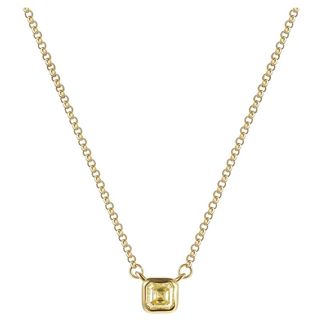 Anhänger aus 18 Karat Gold mit gelbem Diamanten im Ascherschliff im Angebot