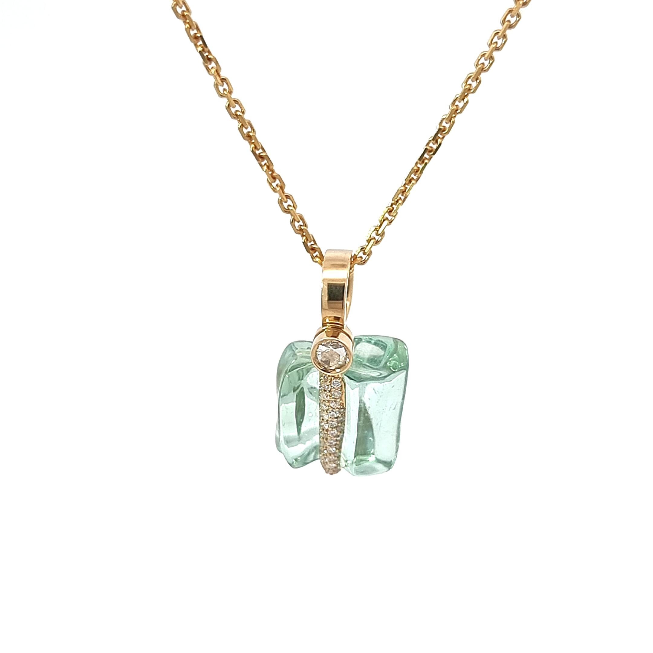 Organic collection by VOTIVE.

Discover the pinnacle of elegance in VOTIVE's Organic Collection – an 18K yellow gold pendant showcasing an uncut aquamarine, echoing the pristine beauty of nature. Complemented by white diamonds, this pendant
