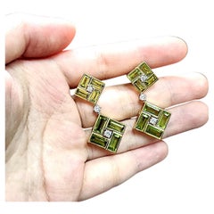 18k Gold Peridot Diamond Earrings
