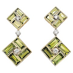 18k Gold Peridot Diamant-Ohrringe