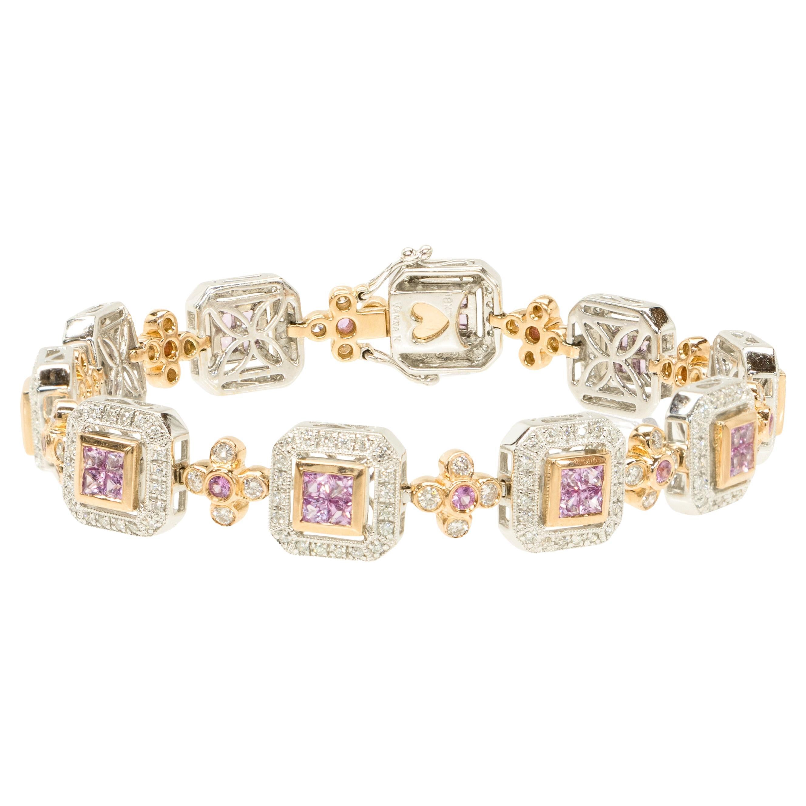 Armband aus 18 Karat Gold mit rosa Saphiren im Angebot