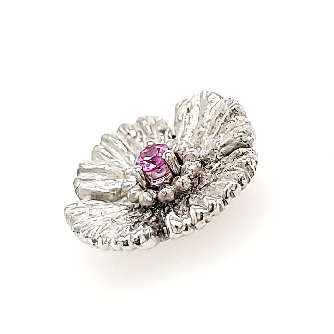 Men's 18k Gold Pink Sapphire Cts 0.18 Flower Earrings For Sale