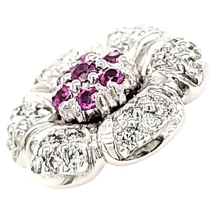 18k Gold Pink Sapphire Cts 0.36 and Round Diamond Cts 0.60 Flower Earrings
