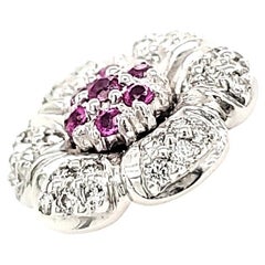 18k Gold Pink Sapphire Cts 0.36 and Round Diamond Cts 0.60 Flower Earrings