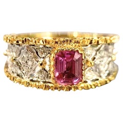 18K Gold Pink Sapphire & Diamond Lace Ring