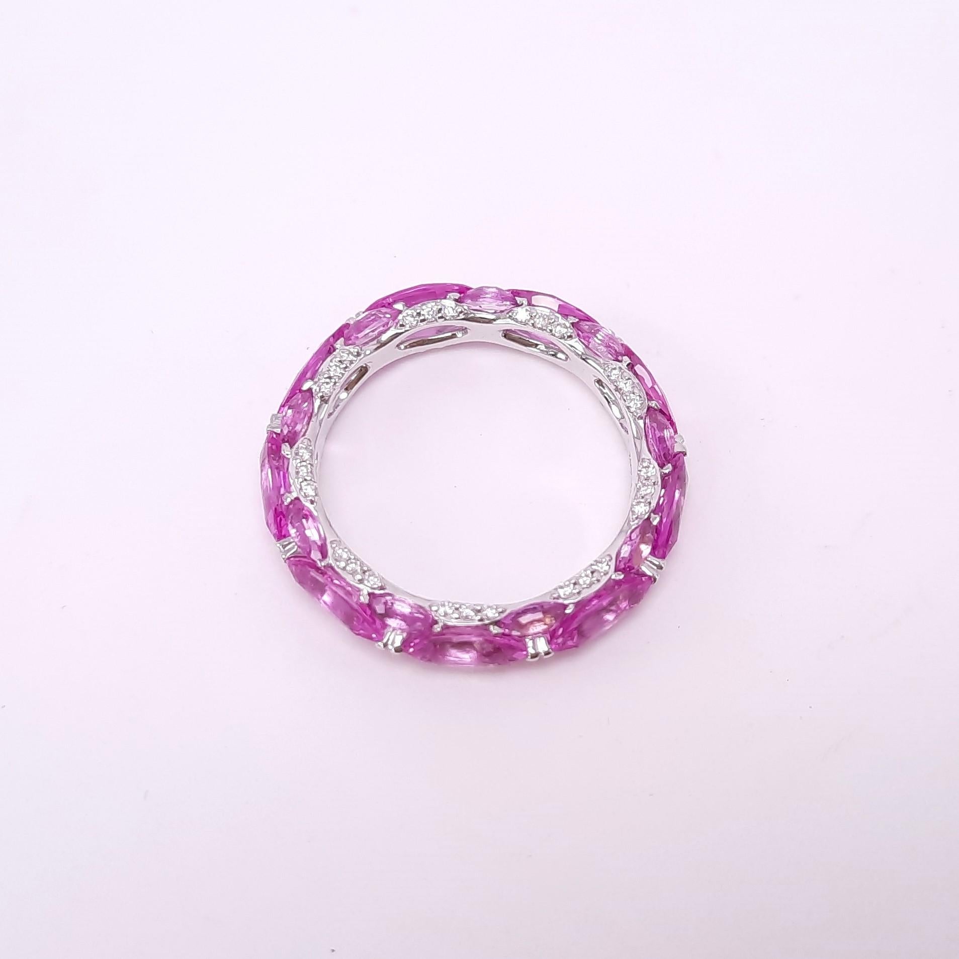 Marquise Cut 18K Gold Pink Sapphire Eternity Ring by MOISEIKIN