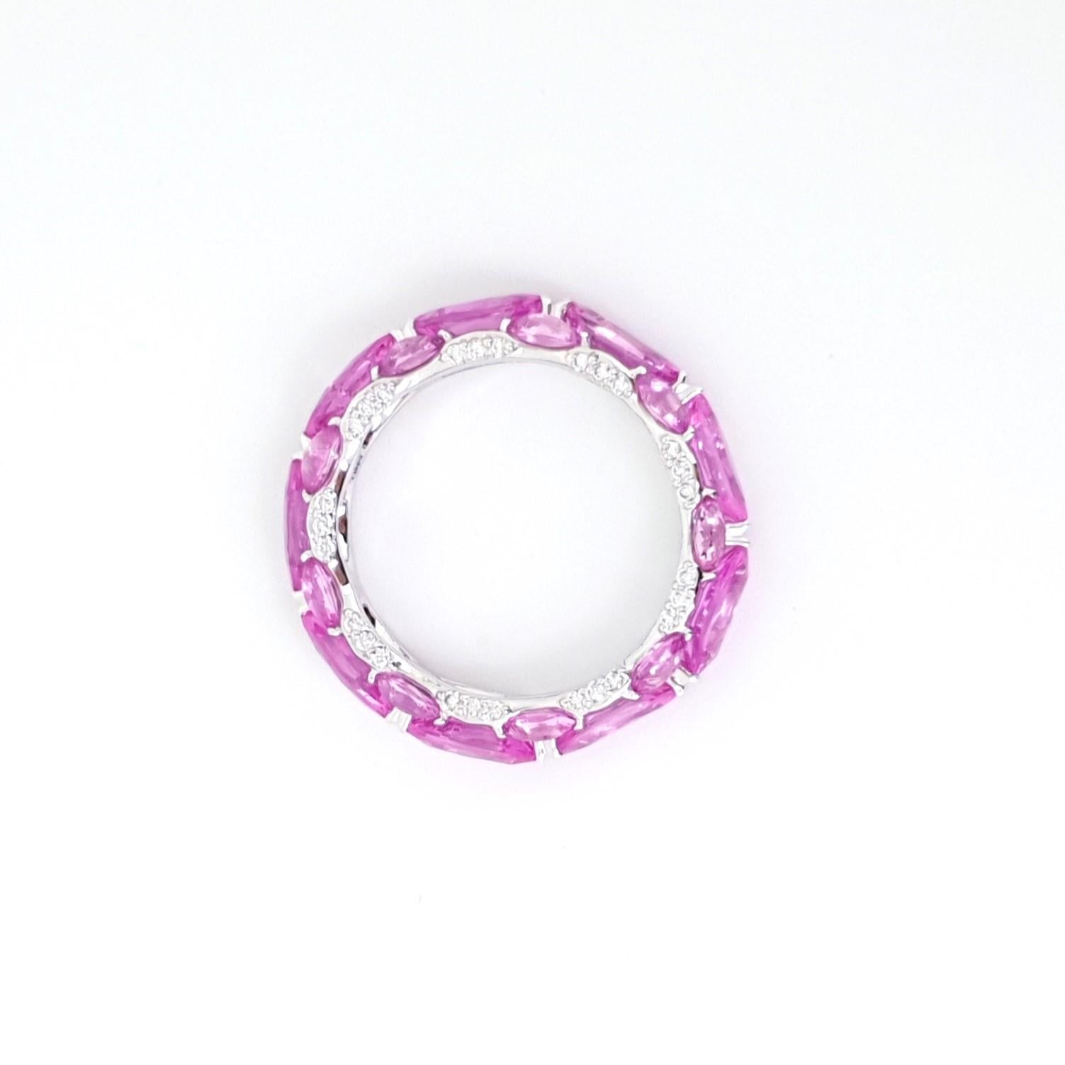 Marquise Cut 18K Gold Pink Sapphire Eternity Ring by MOISEIKIN For Sale
