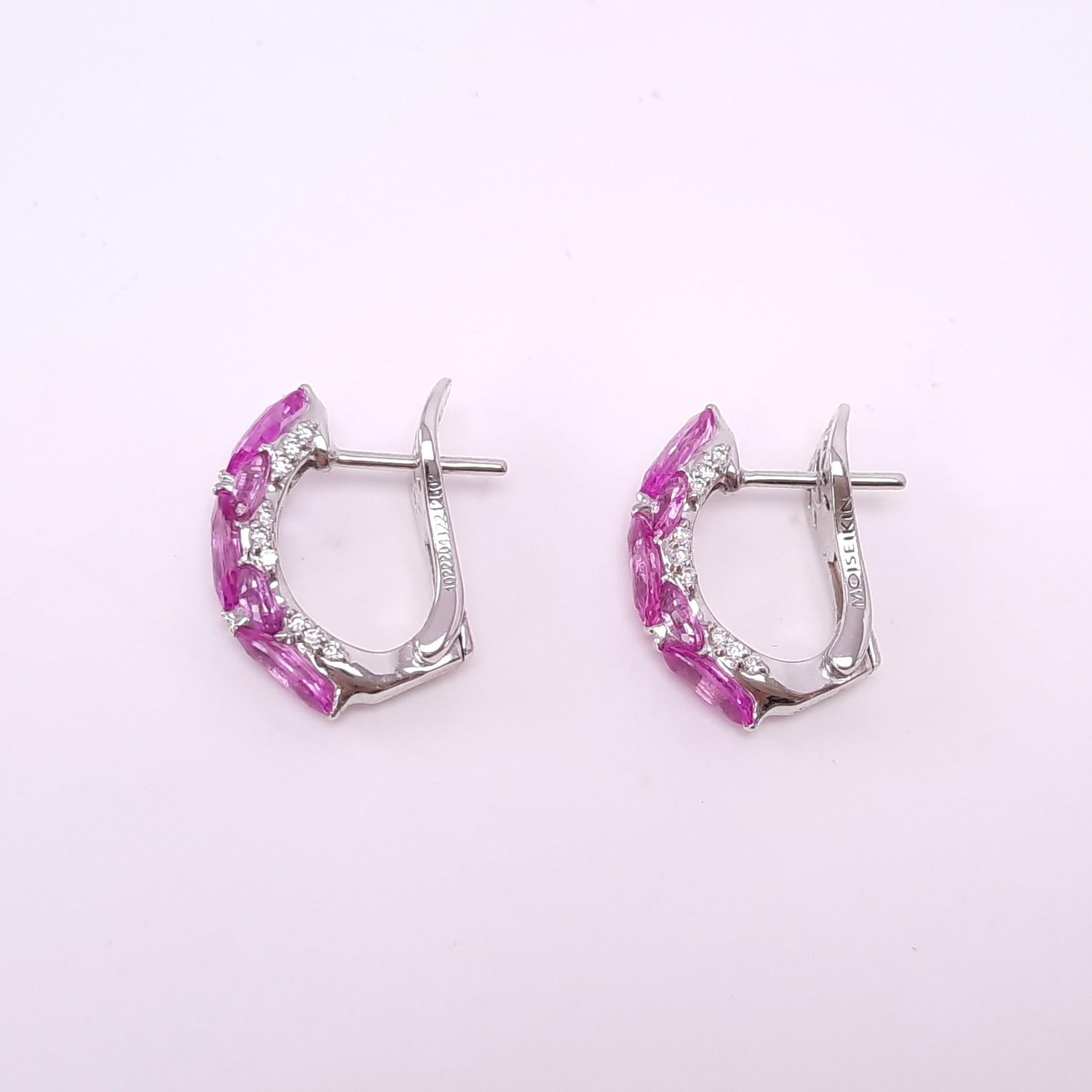 Contemporary 18K Gold Pink Sapphire Harmony Earrings by MOISEIKIN For Sale