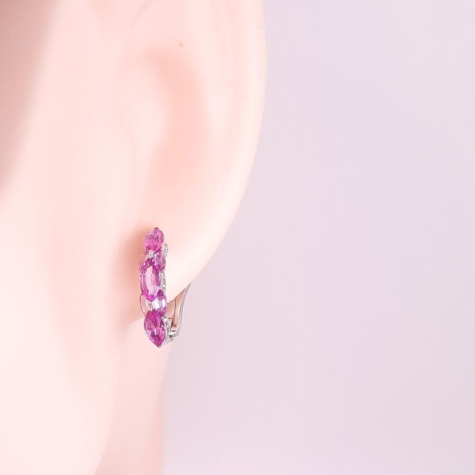 Marquise Cut 18K Gold Pink Sapphire Harmony Earrings by MOISEIKIN For Sale