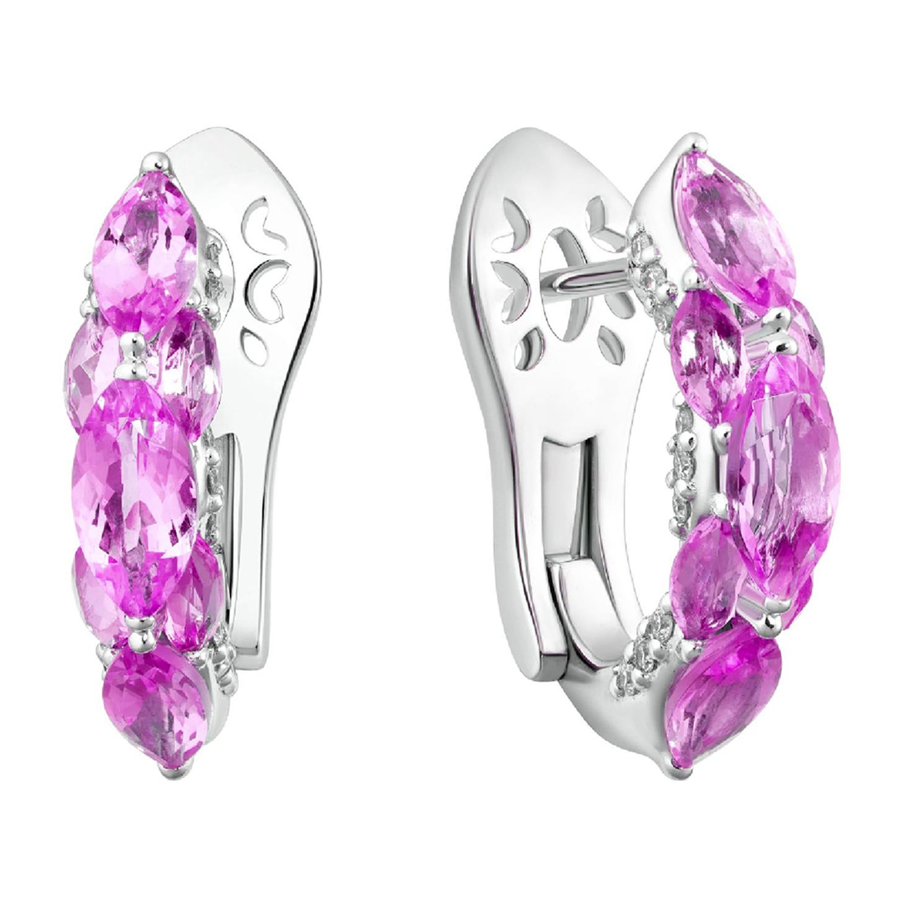 Harmony-Ohrringe aus 18 Karat Gold mit rosa Saphiren von MOISEIKIN im Angebot