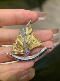 18K Gold Pink Sapphire 'Nautical Elegance Collection' Diamond Brooch/Pendant