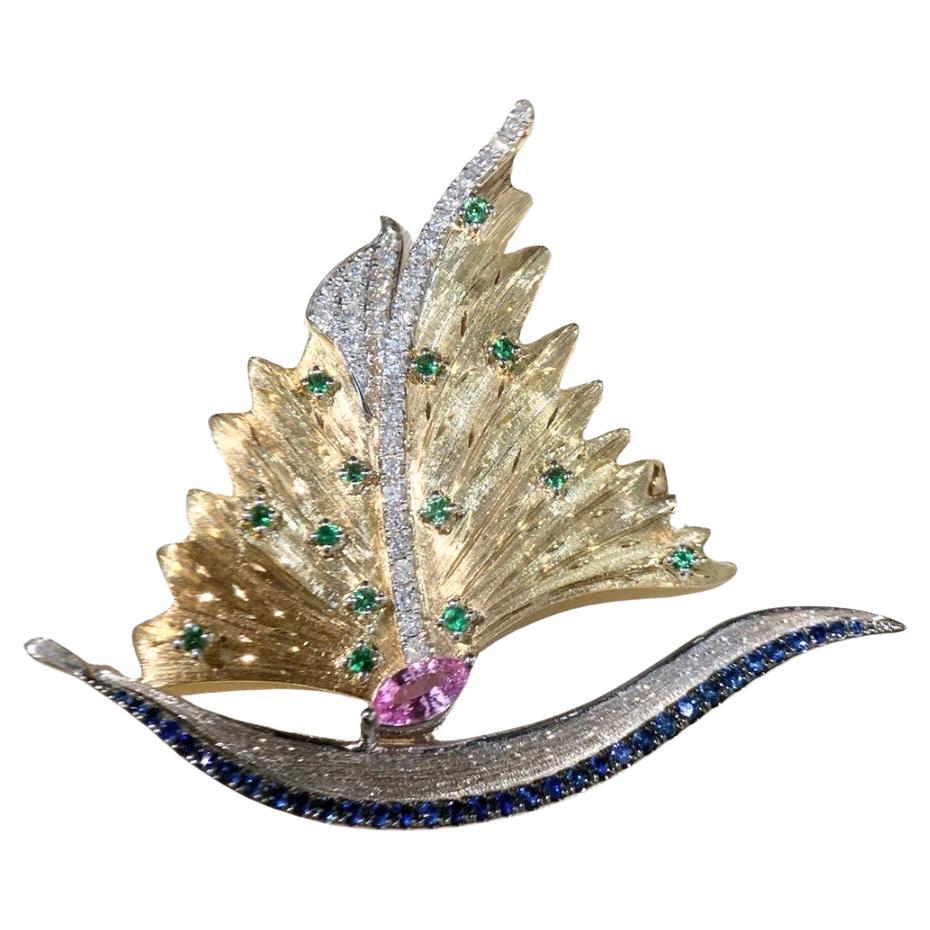 18K Gold Pink Sapphire 'Nautical Elegance Collection' Diamond Brooch/Pendant
