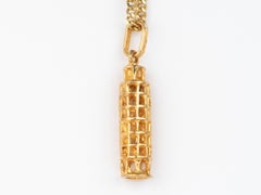 18K Gold Pisa Leaning Tower Pendant Charm Fun Italy Gold Stamped 750 V1058