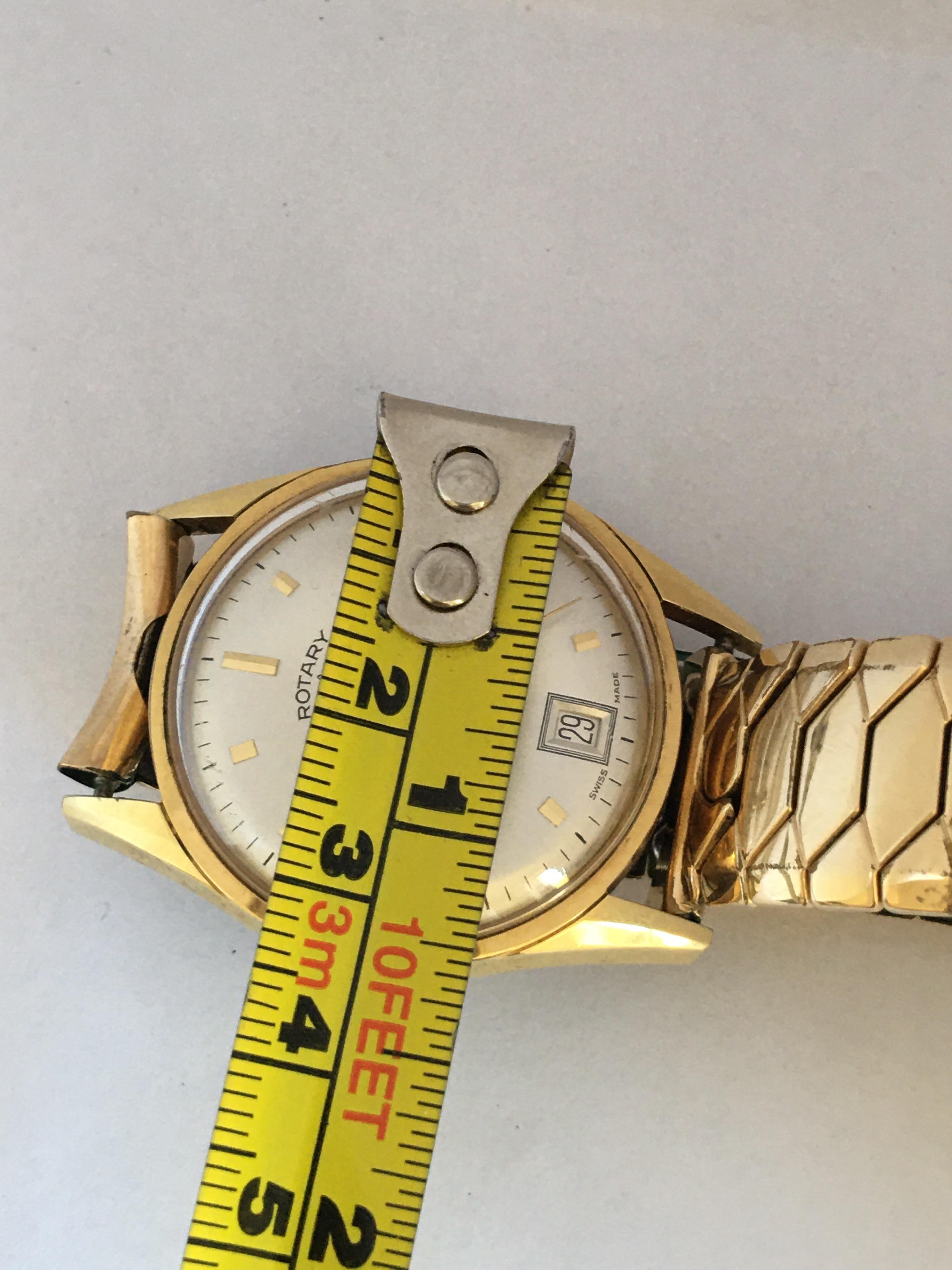 18 Karat Gold Plate Vintage 1960s Rotary Mechanical Watch 5