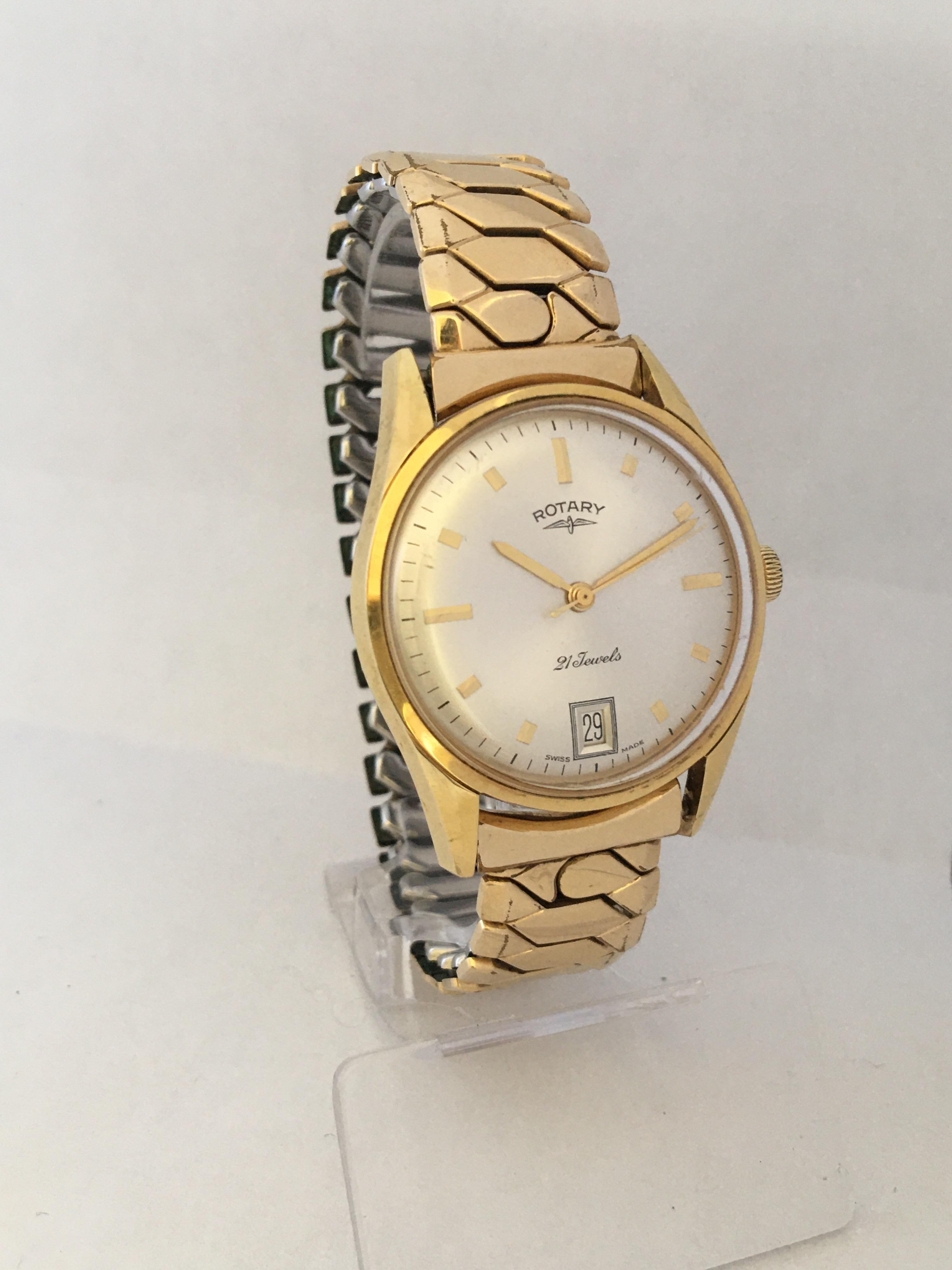 18 Karat Gold Plate Vintage 1960s Rotary Mechanical Watch 6