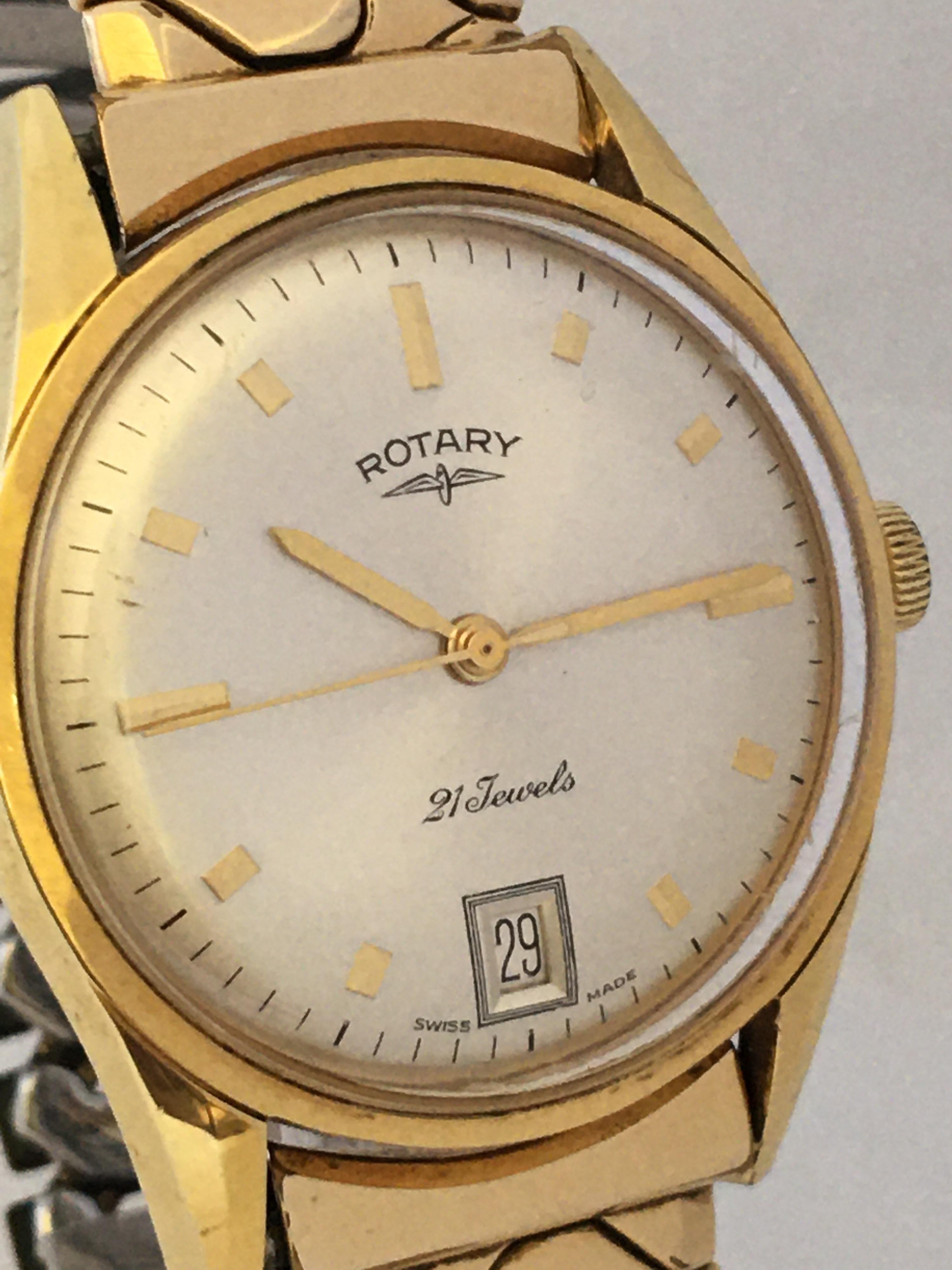 Women's or Men's 18 Karat Gold Plate Vintage 1960s Rotary Mechanical Watch