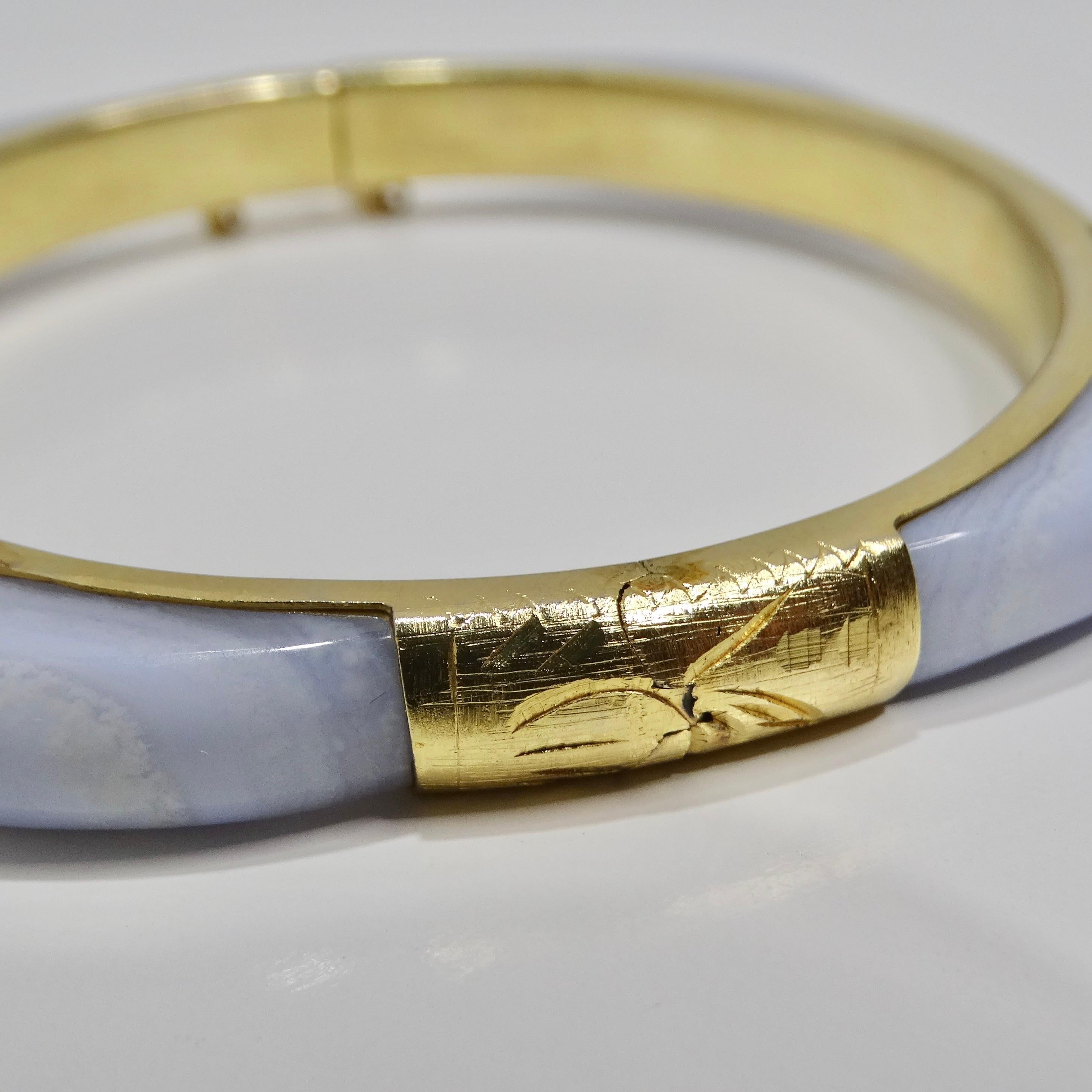 18K Gold Plated 1960s Blue Stone Cuff Bracelet For Sale 2