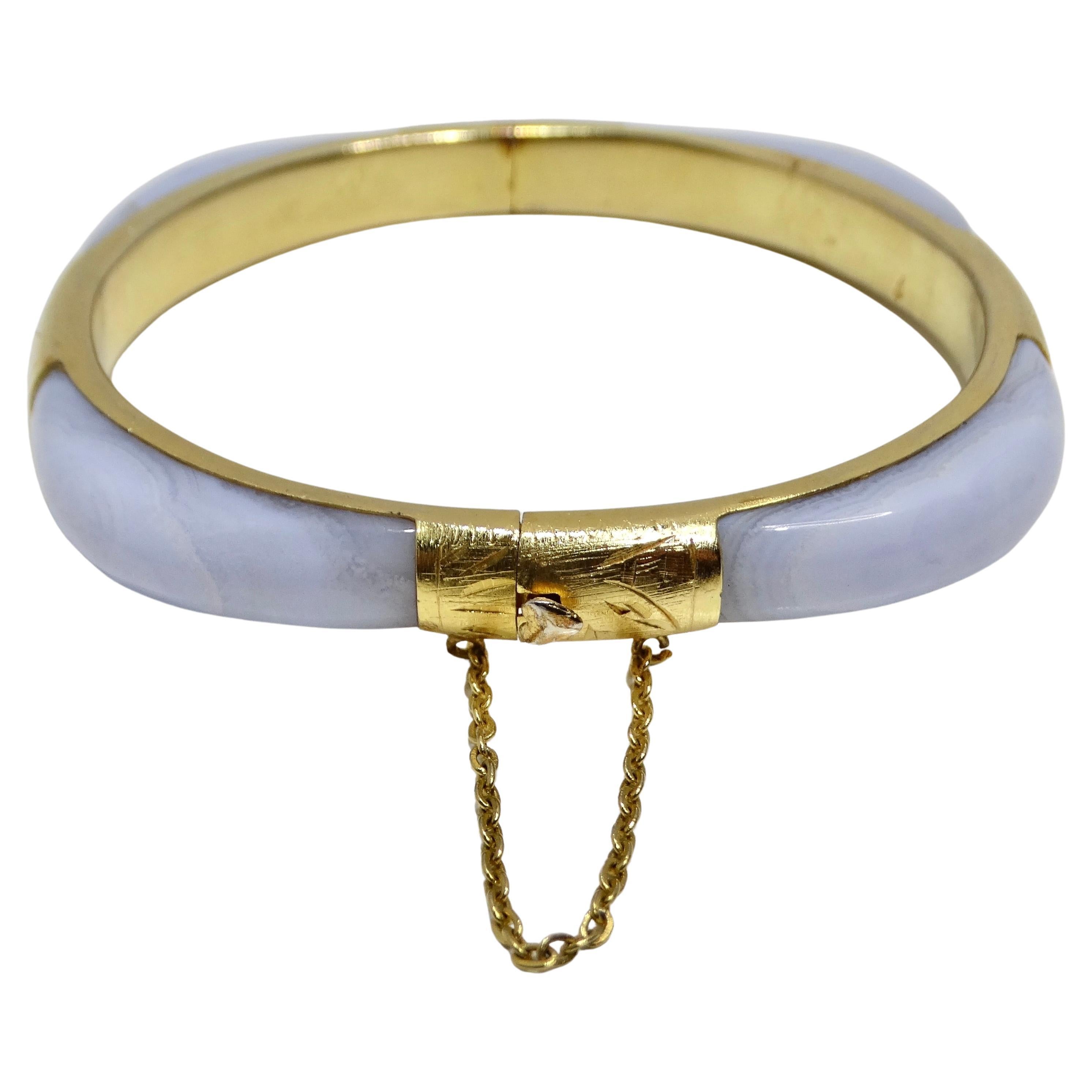 18K Gold Plated 1960s Blue Stone Cuff Bracelet For Sale