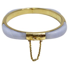 Retro 18K Gold Plated 1960s Blue Stone Cuff Bracelet