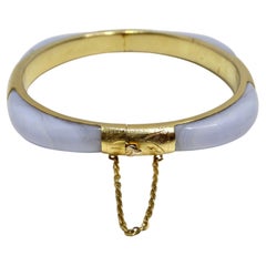 Bracelet manchette plaqué or 18K avec pierres bleues des années 1960