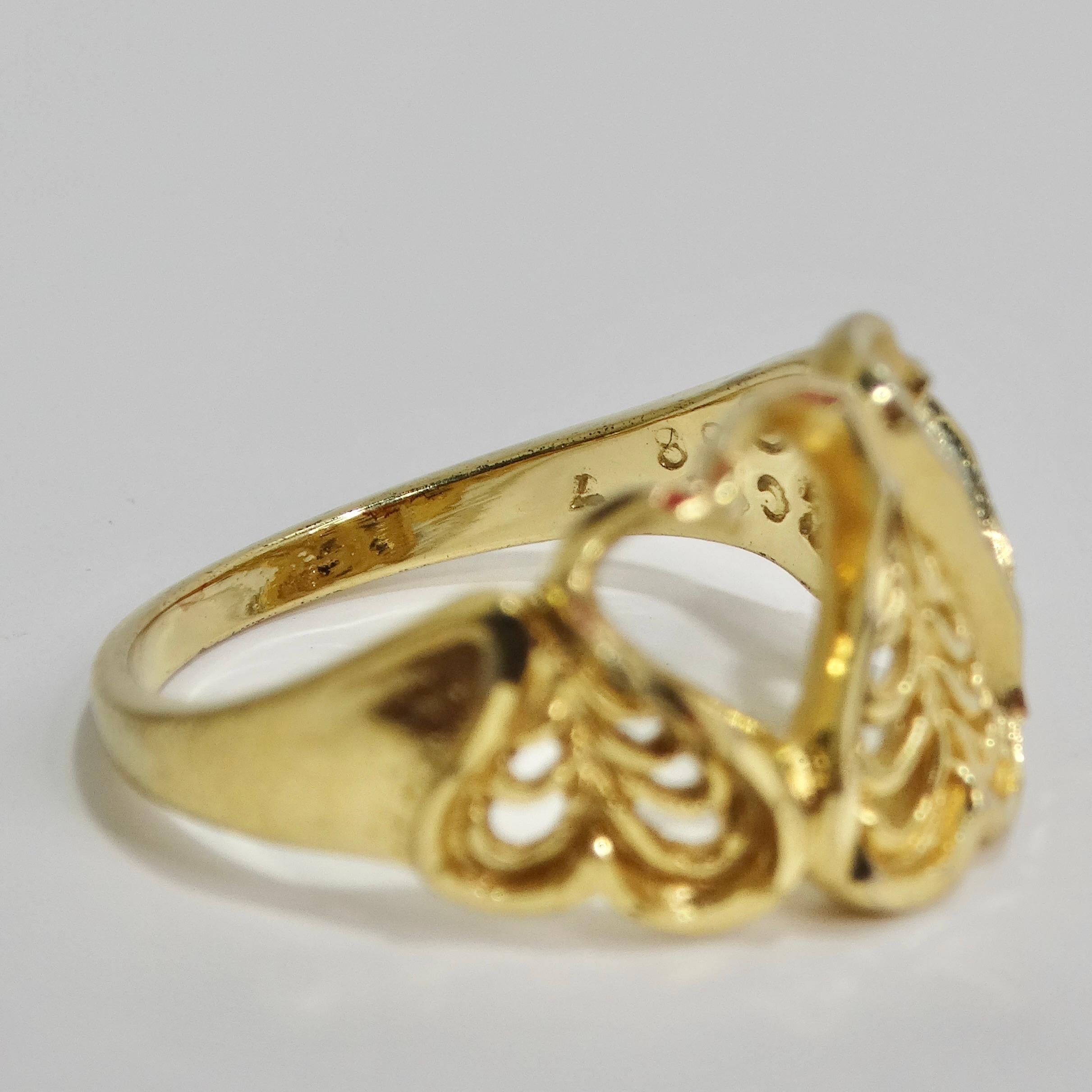 18K Gold Plated 1970s Hearts Ring In Good Condition For Sale In Scottsdale, AZ