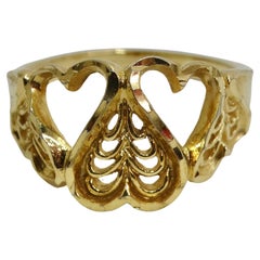 Retro 18K Gold Plated 1970s Hearts Ring