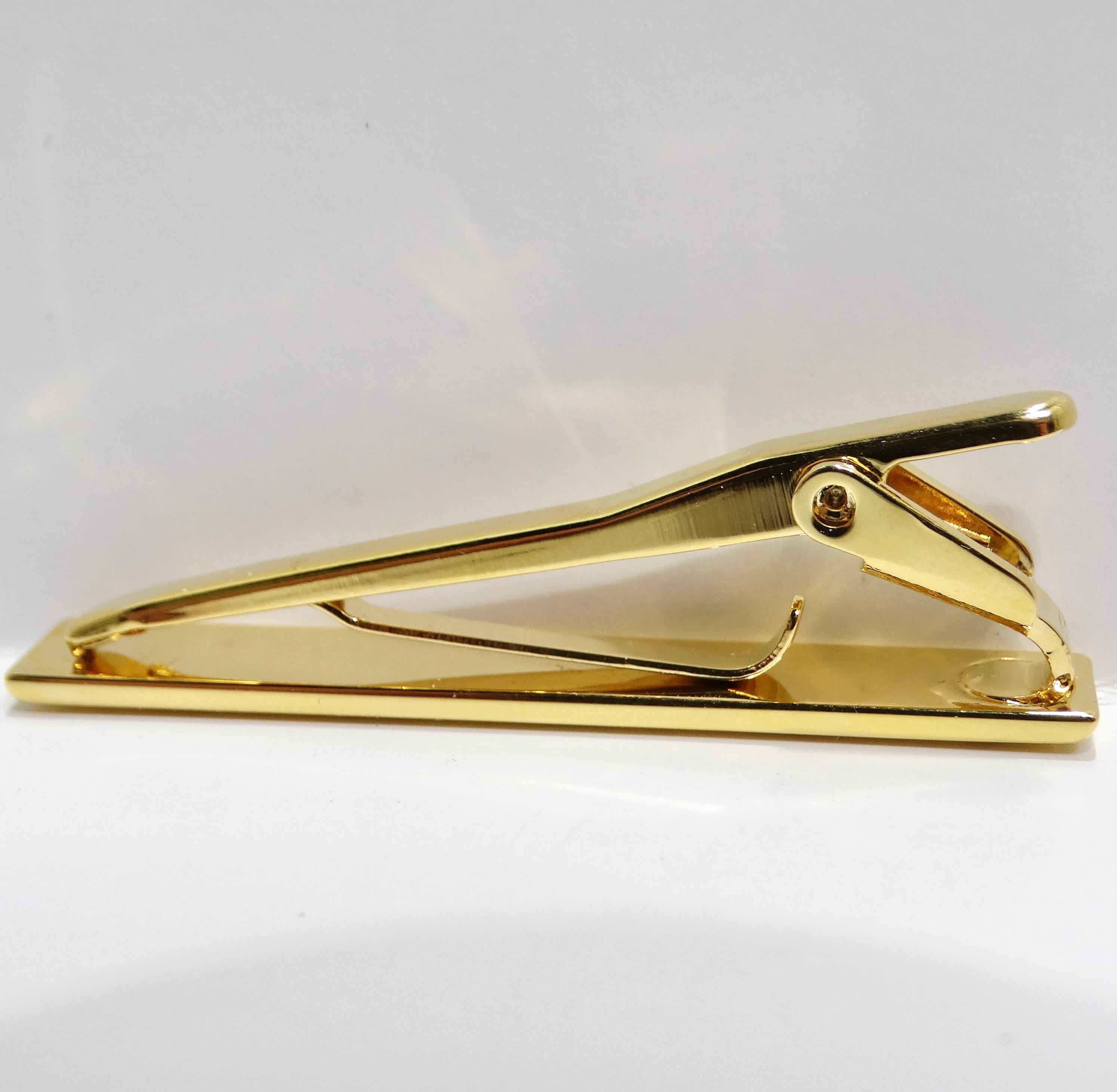 18K Gold Plated 1980s Tie Clip In Excellent Condition For Sale In Scottsdale, AZ