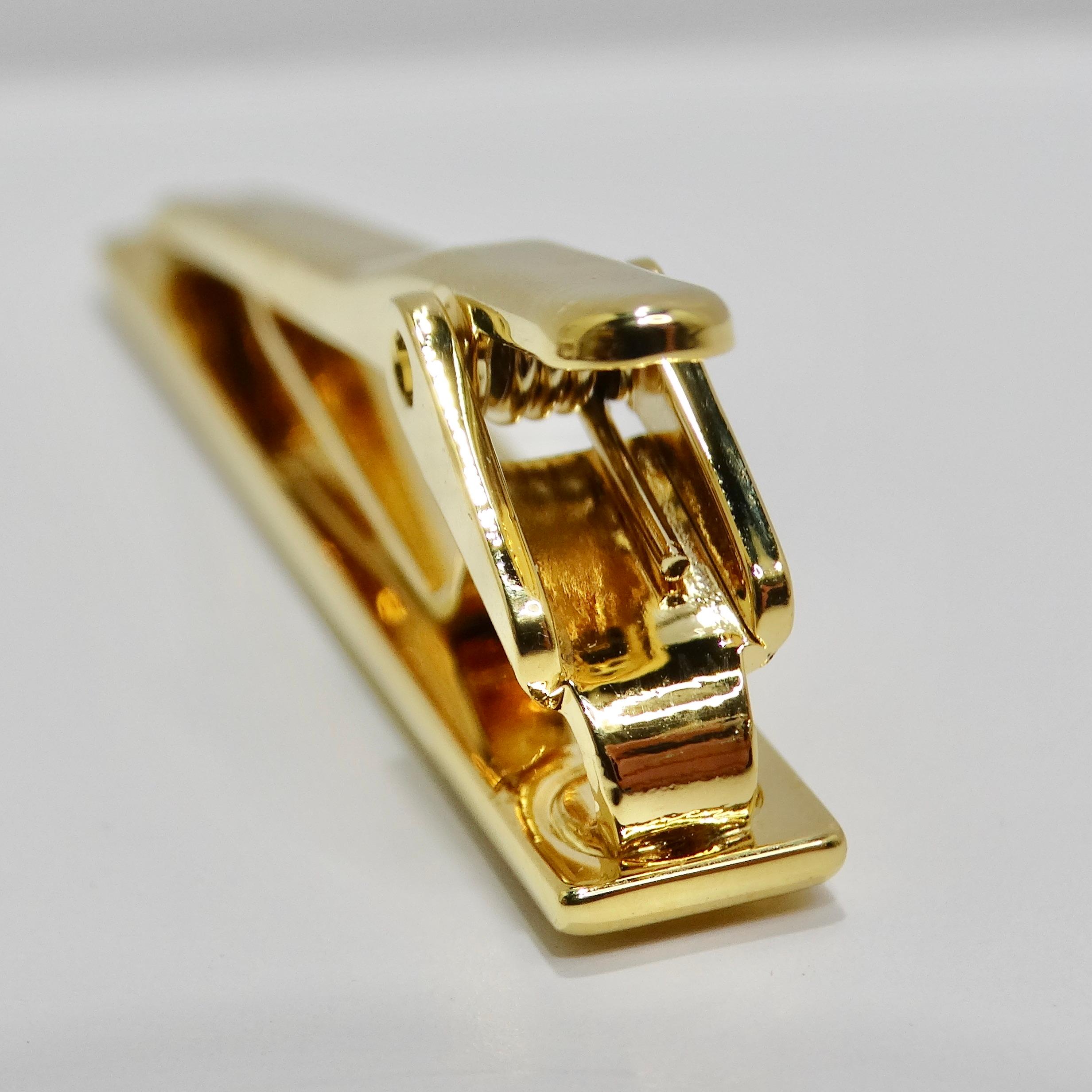 Women's or Men's 18K Gold Plated 1980s Tie Clip For Sale
