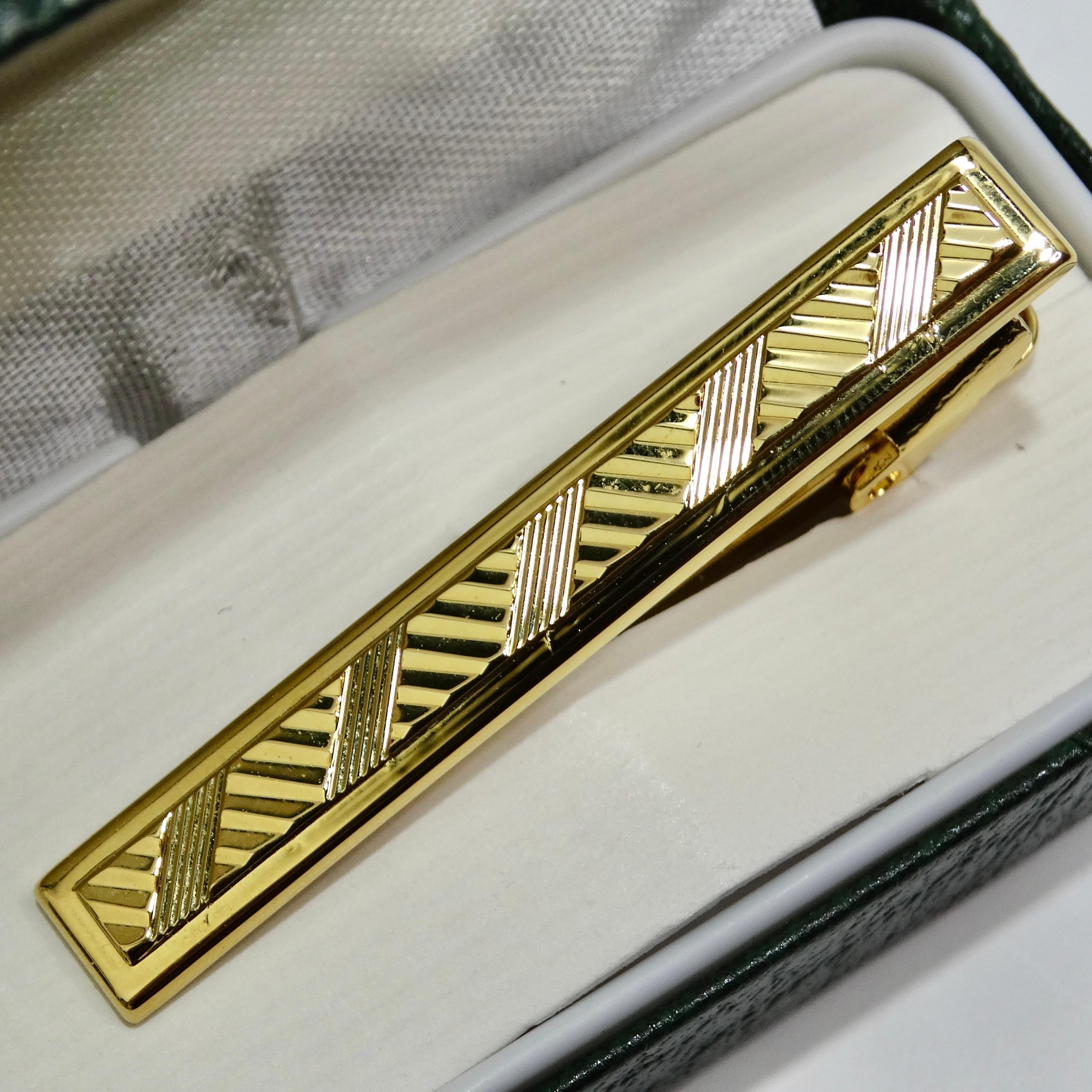 18K Gold Plated 1980s Tie Clip For Sale 5