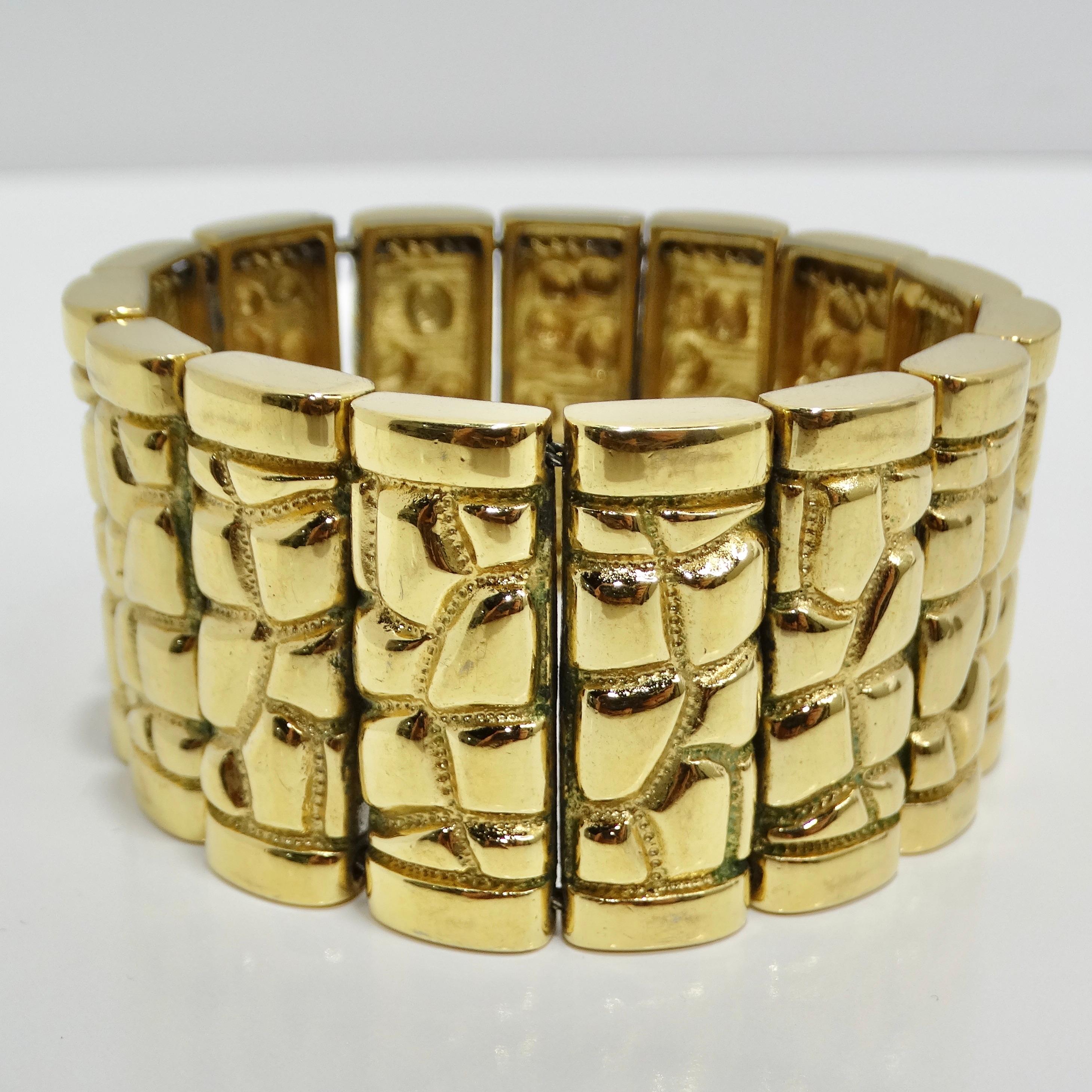Women's or Men's 18K Gold Plated 1980s Bracelet For Sale