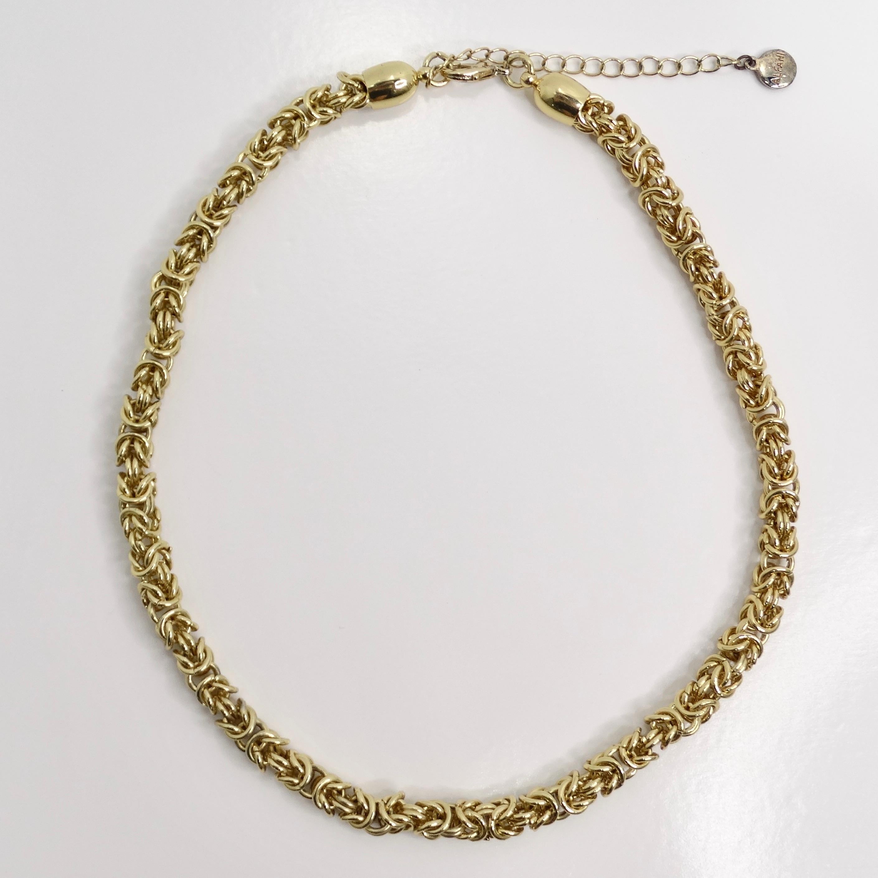 18K Gold Plated 1980s Byzantine Chain Necklace In Good Condition For Sale In Scottsdale, AZ