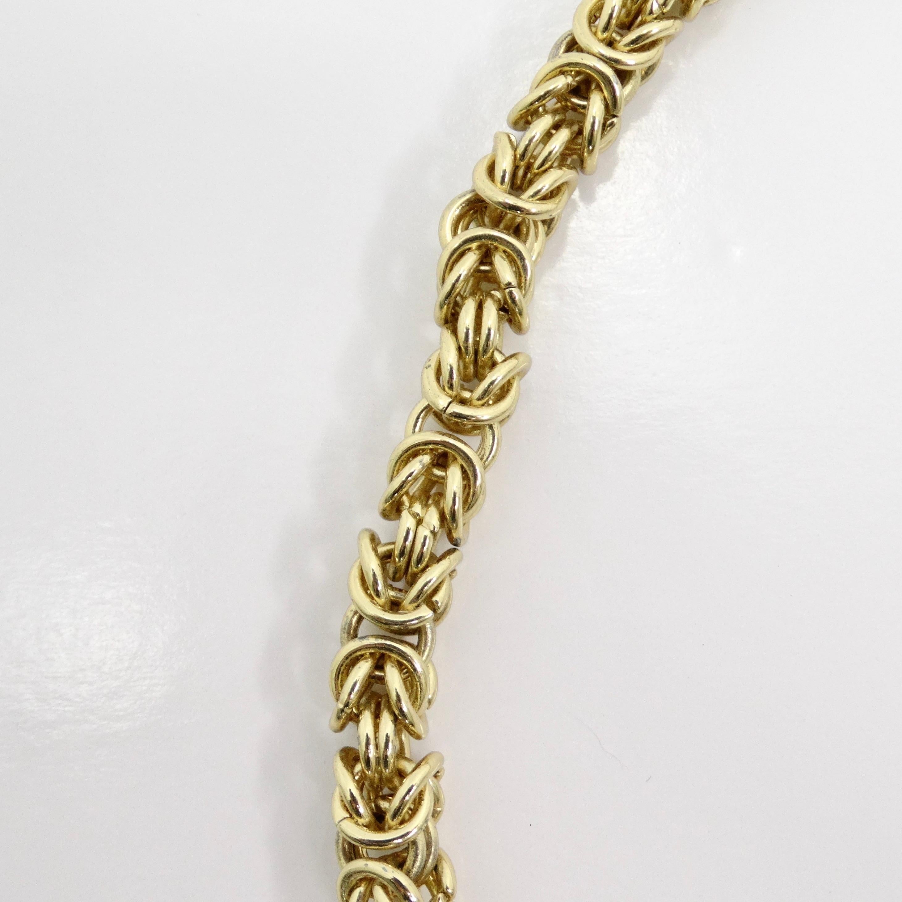Women's or Men's 18K Gold Plated 1980s Byzantine Chain Necklace For Sale