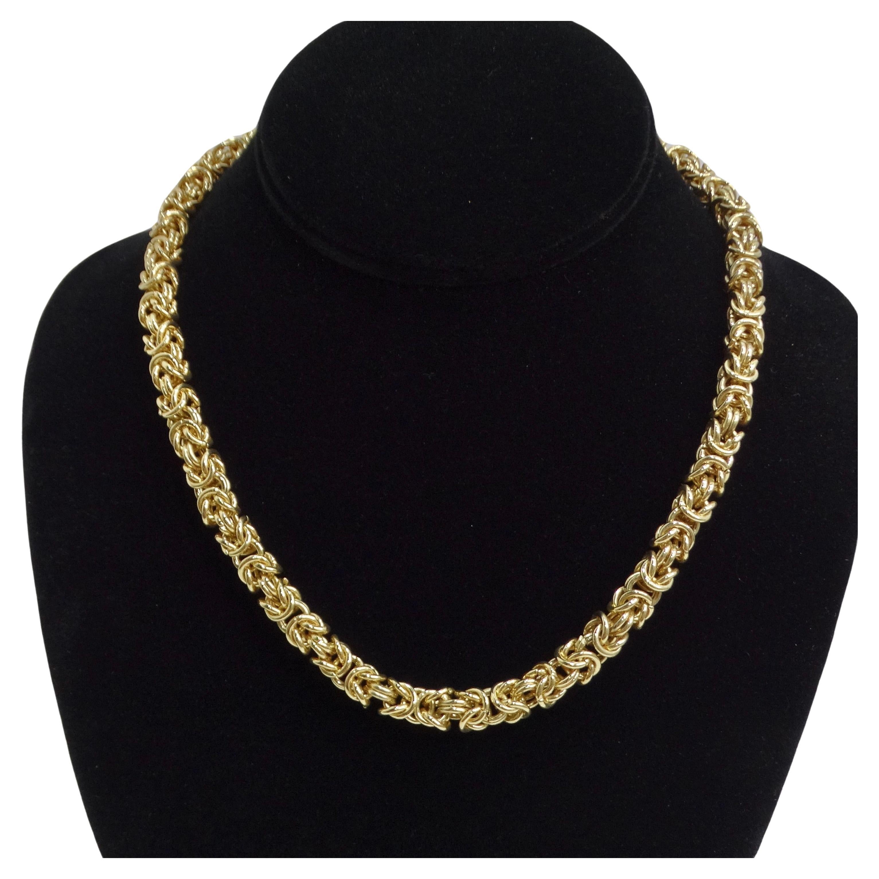 18K Gold Plated 1980s Byzantine Chain Necklace For Sale