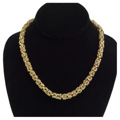 Vintage 18K Gold Plated 1980s Byzantine Chain Necklace